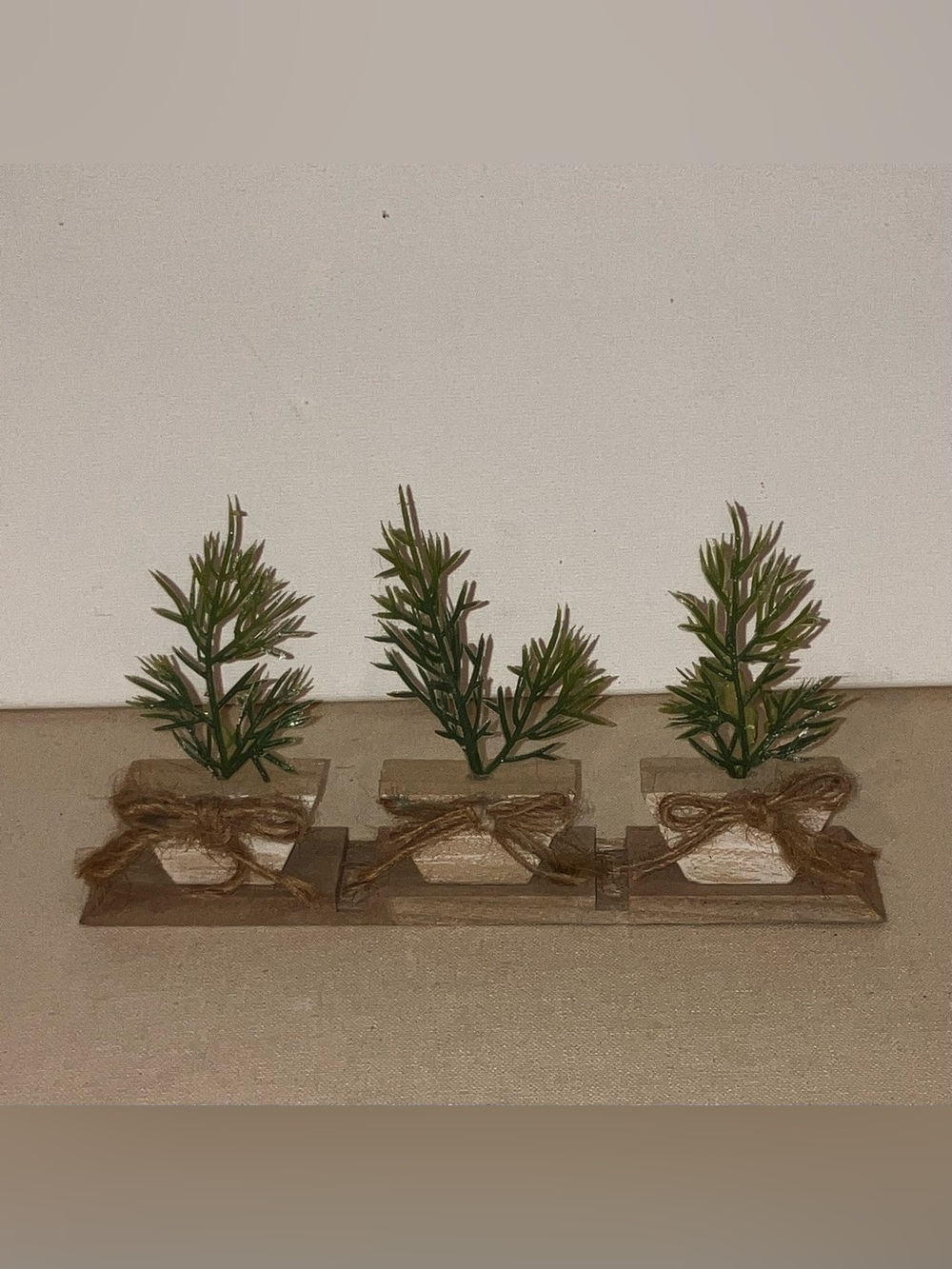 Rustic Triple Planter decor with artificial Greenery